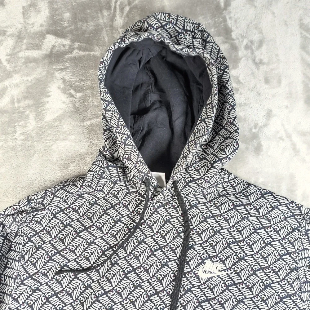 Nike Hoodie Mens Medium Essentials Allover‎ Print Pullover NSW DM6911 010